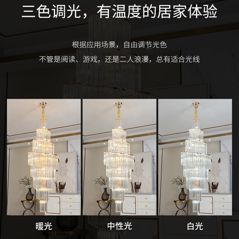 别墅吊灯客厅挑高2025新款大客厅复式J高楼层吊灯高端大气水晶灯