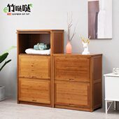实木简易衣柜楠竹收纳储物柜多层落地省空间卧室柜子厨房置物架子
