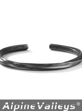 c维京战镯男士手镯手工莫比乌斯手镯环唐草纹开口男潮复古银手镯