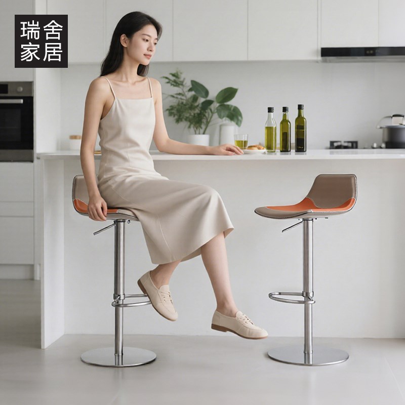 吧台椅椅子家f用升降吧椅酒吧高脚凳吧台凳旋转凳子现代简约岛台