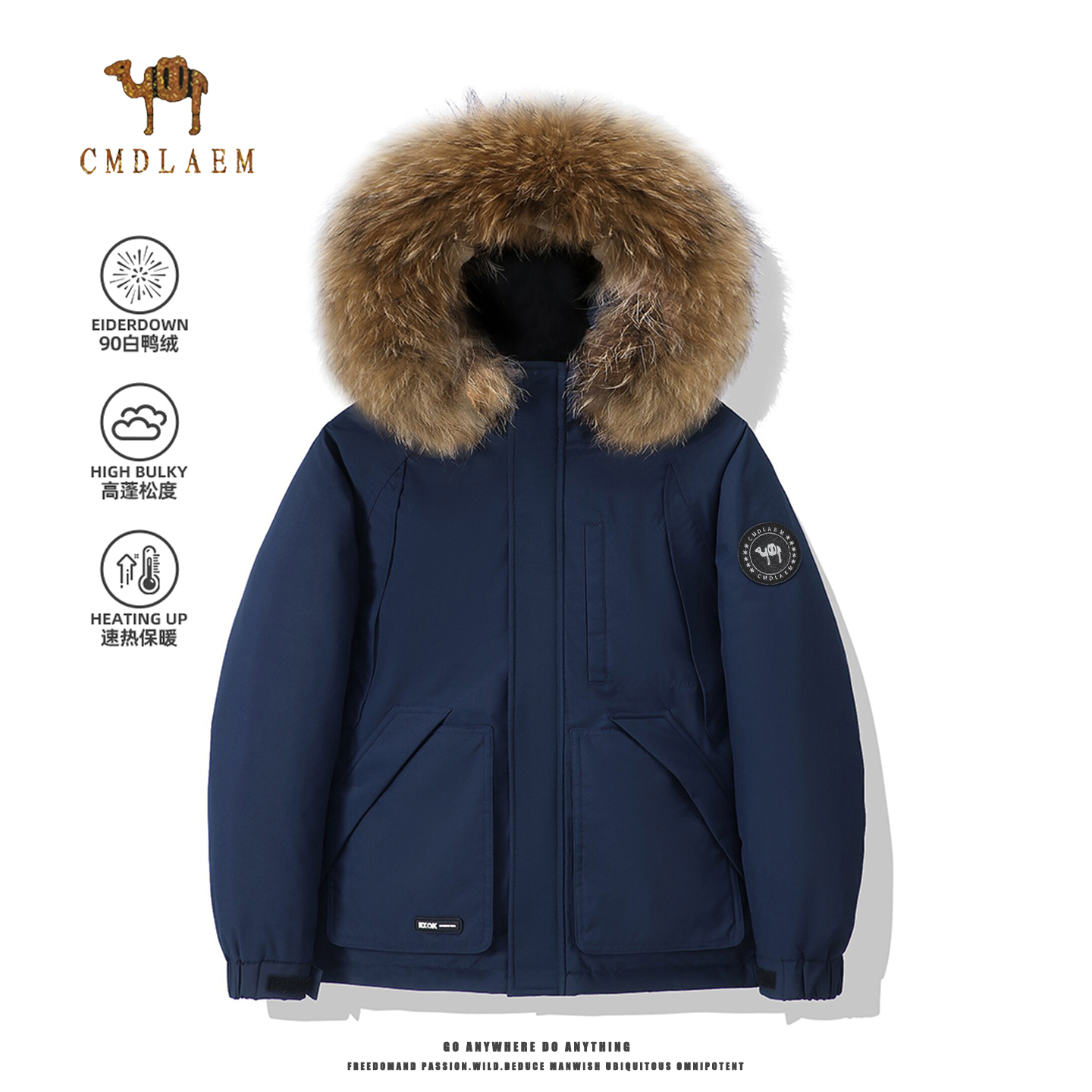 CMDLAEM羽绒服女士中长款2025冬季新款工装外套男加厚防寒派克服