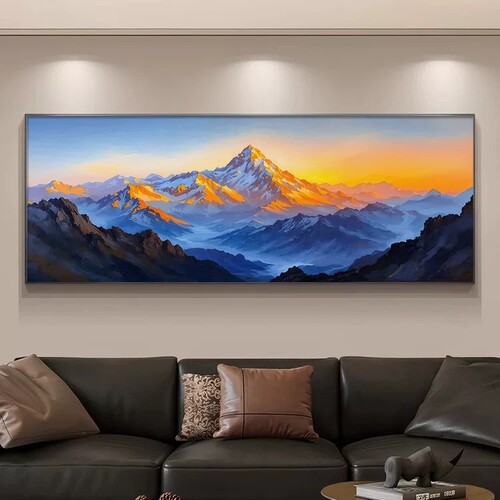 日照金山沙发背景墙挂画现代轻奢装饰画高级大气客厅壁画背有靠山