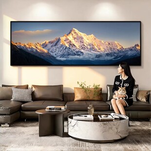日照金山客厅挂画现代轻奢风装饰画靠山图雪山壁画办公室书房卧室