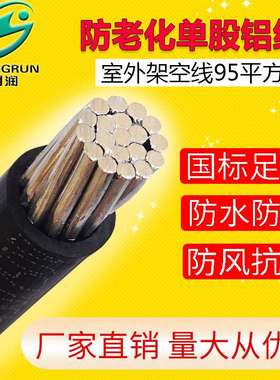 欣朋润厂家直销国标blv95平方户外绝缘导线防老化单股铝芯电线