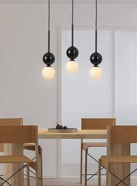现代简约餐璃吊北色欧黑圆48521球玻灯餐厅吧台卧室床头单罩头吊