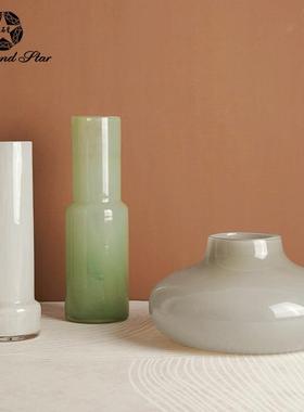钻感石星中式玻璃花瓶LEK玉质厅发软装插花器批客餐桌家居摆件花