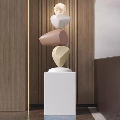 轻奢艺高现代时来运转石摆件客大型QSD落厅地软装饰品级感术乔迁