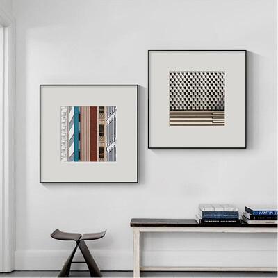 高光代影建筑现轻奢抽象建筑装厅饰画档客QX202410组合壁画样板间