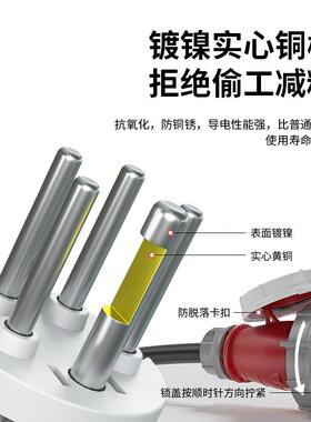 坦托普166A2A明3装插头三相380V53航空3芯4芯5芯IP7防水工业插司