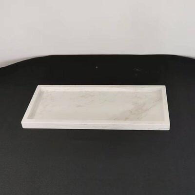 大石汉玉花盆托长方形钉制假c3LZf8Zb山盆景盆水理底白盘托长形水