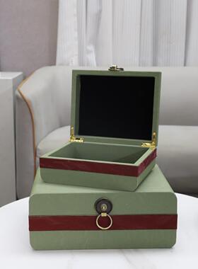 欧式轻奢软皮革饰收纳盒摆妆件样板间卧首室梳装台衣帽1398间家居