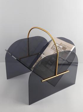 现代简约金属手提亚克杂志架书收酒纳报刊架书房店1406软装力家居