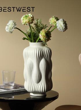 新博西家居中式白色哑陶瓷花瓶光高档家居玄关客桌面花器LCY2206