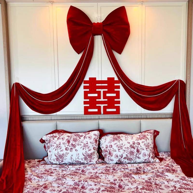 结婚房布置套装婚男女方景客厅卧室特门大号蝴蝶结FXF1861拉花背