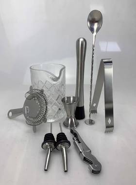 新款玻杯调套酒器9件酒吧工WLP具，璃调酒器套装，可制l作ogo