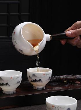 羊用脂功茶具釉中彩水墨风白瓷家简约泡茶壶玉陶夫瓷盖碗90332茶