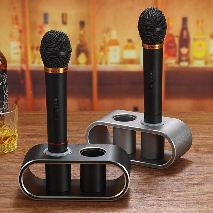 铝合话筒架包支间XZI话架kt筒v酒金店麦克风架无线话筒支架桌面摆
