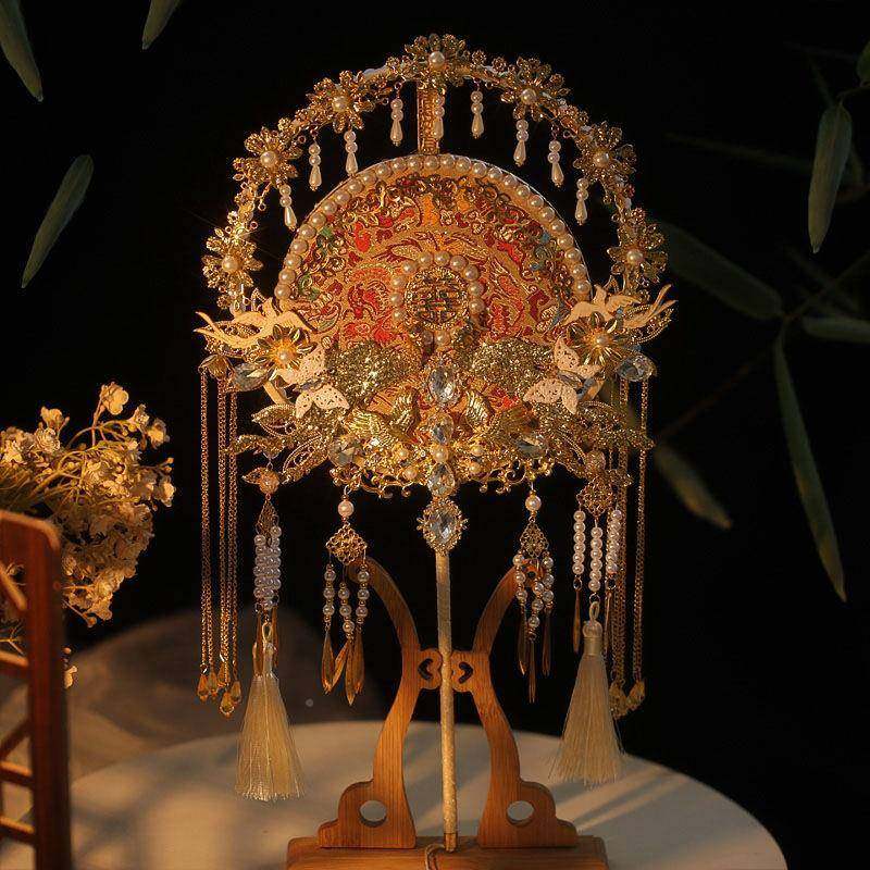 新中娘结婚手婚持扇子式古风服长柄团扇礼汉成品PWP扇DIY材料包,节庆用品/礼品,陪嫁用品套装,淘宝优惠券,粉丝福利购,淘宝优惠卷