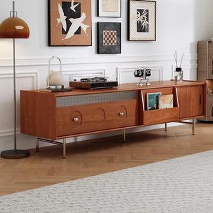 北欧复古实木电视柜收纳柜组储合厅家BY-电视用物柜中客古轻奢高