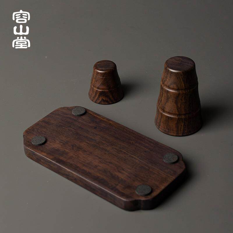 容山堂黑檀壶晾壶架实木盖磁吸壶木盖托茶壶架TM693379紫砂置配件