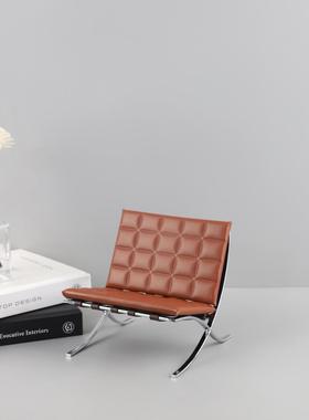 现代简约不居锈钢带盖糖果储存罐皮革子1449摆件客厅卧装室椅软家