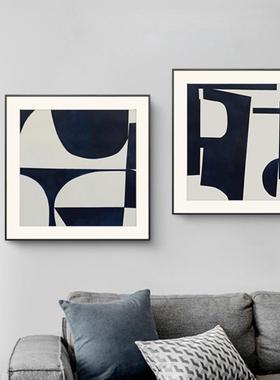 正方形装发饰块画蓝S-682色极简艺术几何色现代约个性挂画沙背简