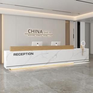 简约现代烤漆物业办公室工作公司酒店大厅吧台柜前台桌接待收银台
