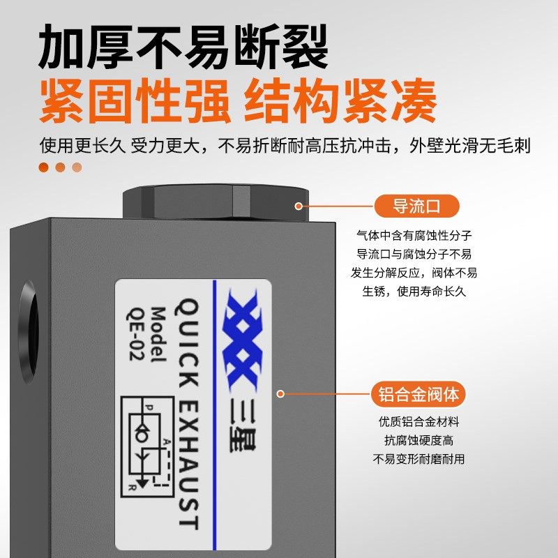 气动快速排气阀QE-02气缸配件急排QE-01/QE-03/QE-04快排阀放气阀