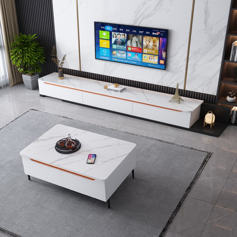 电视柜现代简约客厅家用小户型2023新款岩板落地茶几电视机柜组合