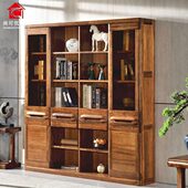 乌金木书柜全实木原木展示柜双门现代中式 书房家具玻璃门组合书橱