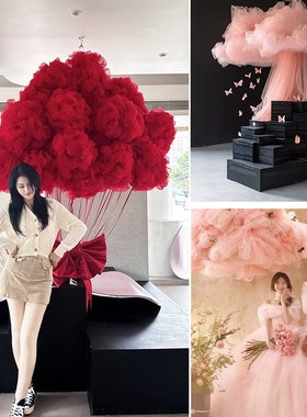 雾纱云朵网红打卡点摆q件景区店铺商场布置拍照道具装饰美陈列背