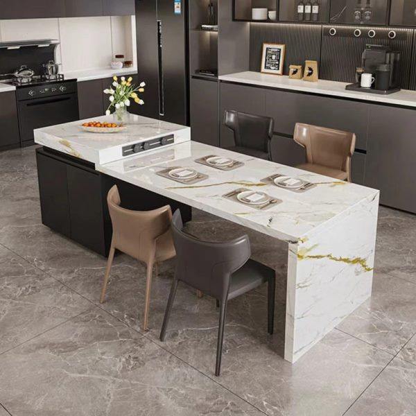 可伸缩岩板岛台带电磁炉餐桌一体开放式厨房茶吧操作台两用自家,住宅家具,岛台餐桌,淘宝优惠券,粉丝福利购,淘宝优惠卷