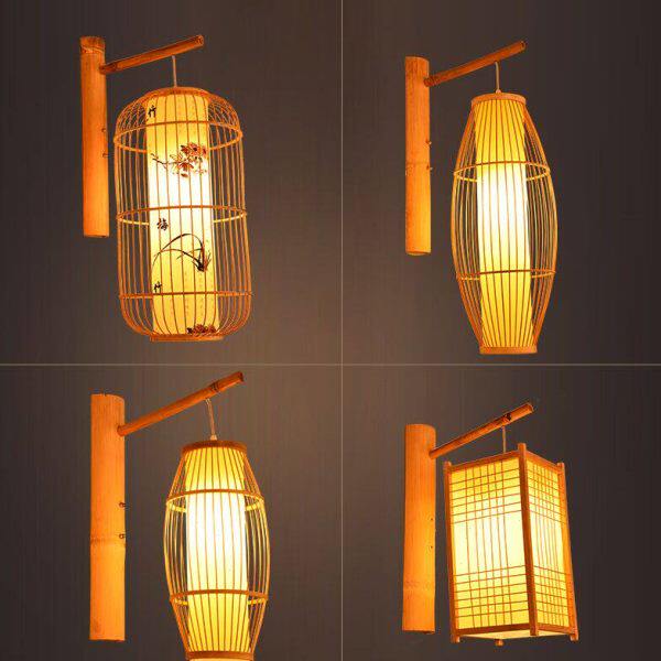 新中式壁灯日式餐厅榻榻米创意竹编茶楼过道民宿客栈床头灯竹艺灯