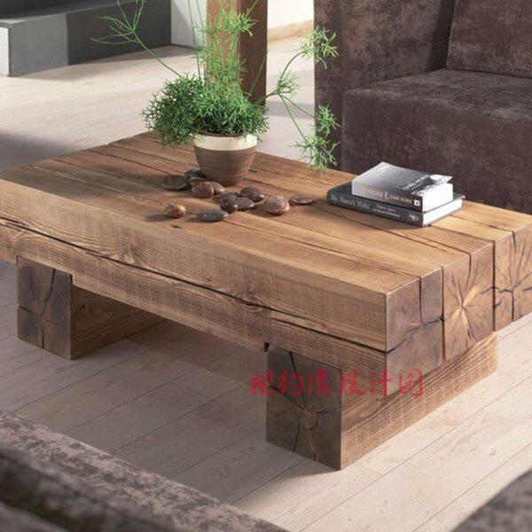 北欧创意仿古原木小茶几简约纯实木酒吧咖啡凳子自然纹实木茶几桌