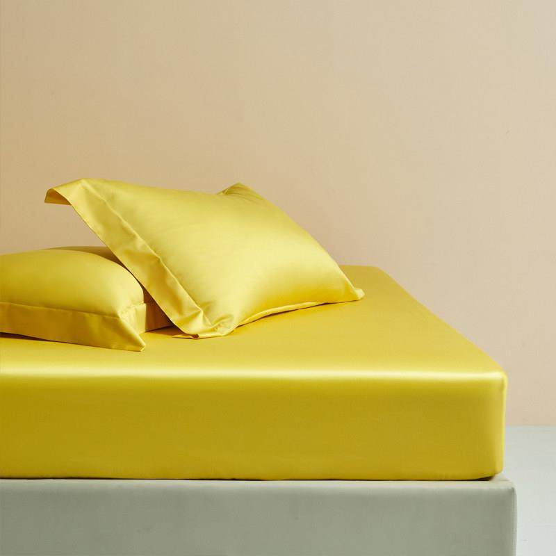 金黄色100S纯棉床笠长绒棉床罩床套全棉席梦思保护套床垫套罩加高