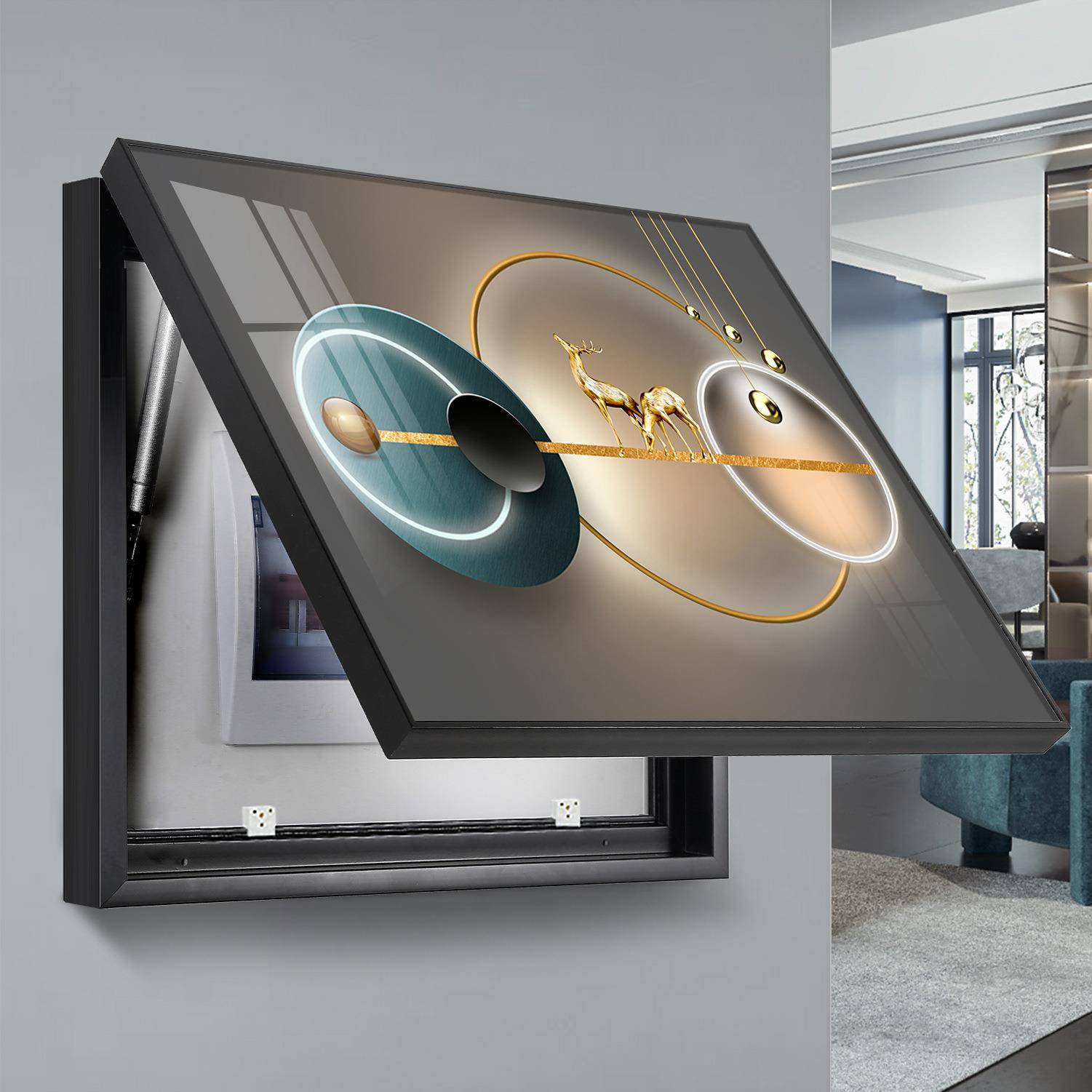 电表箱装饰画现代轻奢遮挡配电箱免打孔空开电闸箱开关电盒子挂画