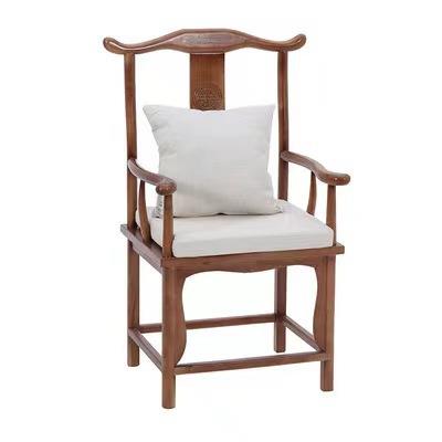 实木官帽椅太师椅茶楼茶桌茶椅办公室接待椅子带坐垫抱枕