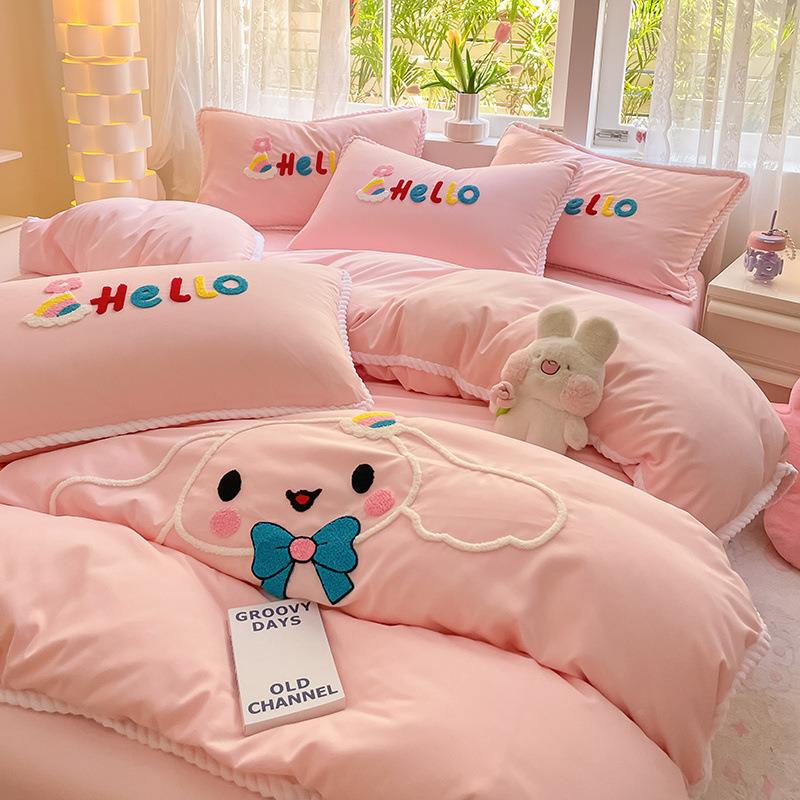 纯母婴级水洗棉四IRY件套床单色加被套宿三件套床厚上用品舍4