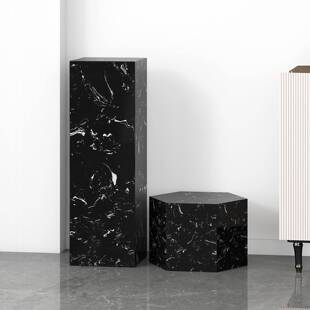 合成石黑白根大理石雕塑台底座现代电视柜旁花架客厅落地基座摆件