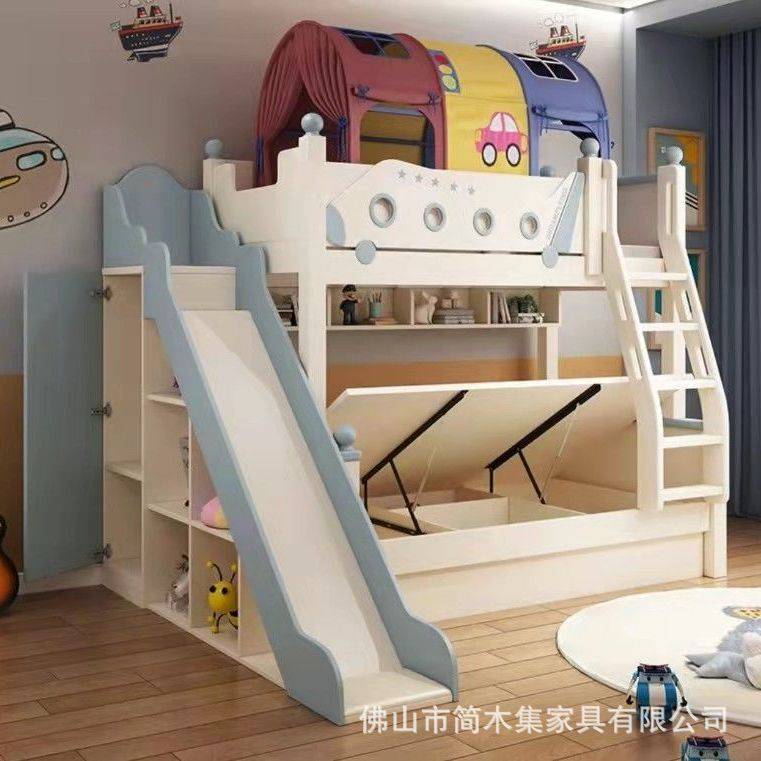 儿童上下床双层床两层床实木上下铺床男孩子高低床二层子母床滑梯
