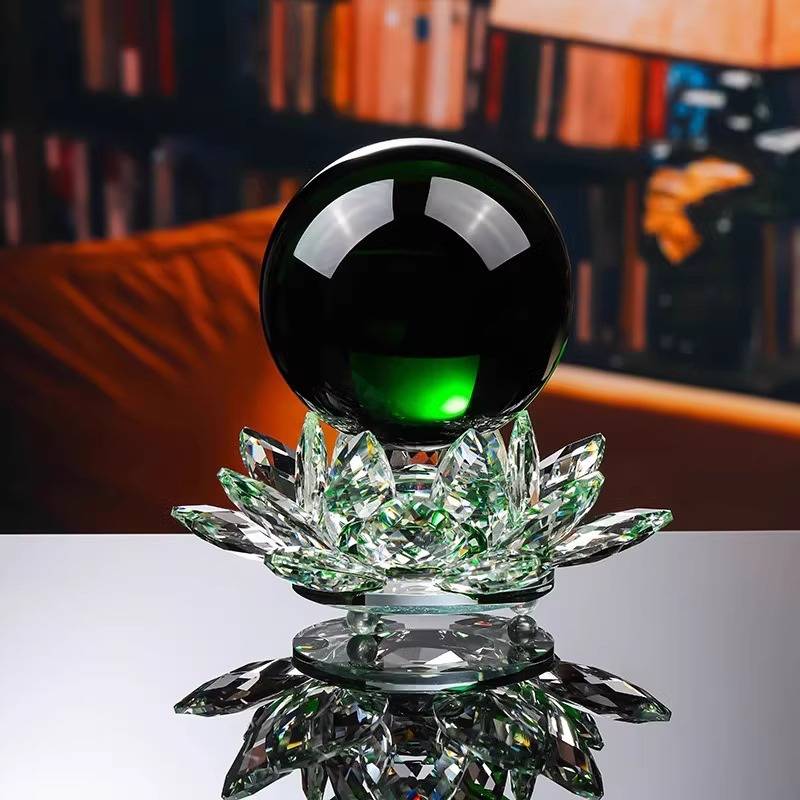 莲花宝莲灯座水晶球摆件客厅电视柜玄关酒柜现代简约装饰