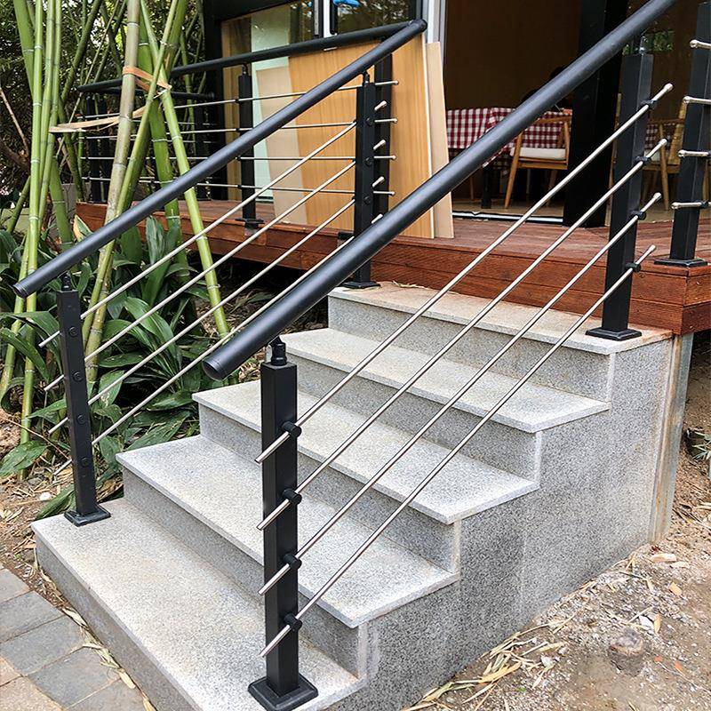 黑色不锈钢楼梯扶手护栏自装304不锈钢栏杆楼梯立柱自建房扶手