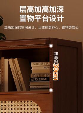 美翻储斗书柜式复XUB古藤编关玄柜入户走廊架子物柜大容量收纳展