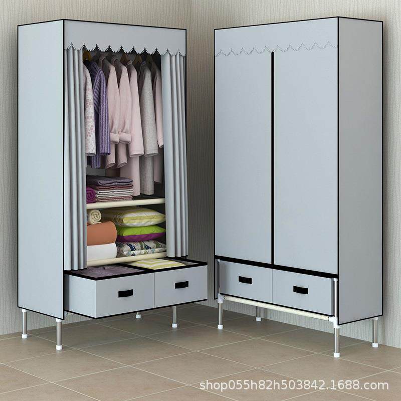 简易衣柜家用卧室布衣柜出租房经济型收纳组装挂衣架钢管结实耐用
