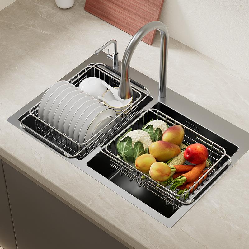 水槽沥水篮洗碗池沥水碗架伸缩厨房置物架碗碟蔬菜果水果滤水收纳