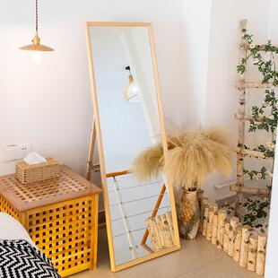 穿衣镜卧室落地镜全身镜挂墙简约原木色实木框服装 店试衣镜大镜子