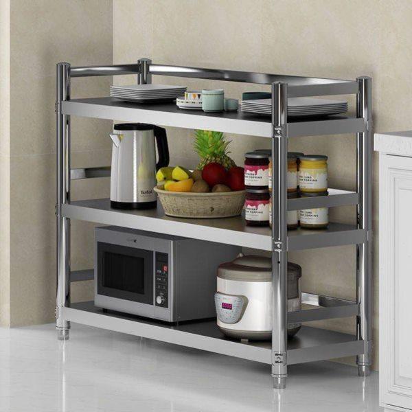 带围栏厨房不锈钢置物架3层4多层落地架家用收纳整理微波炉烤箱架,厨房/烹饪用具,微波炉置物架,淘宝优惠券,粉丝福利购,淘宝优惠卷