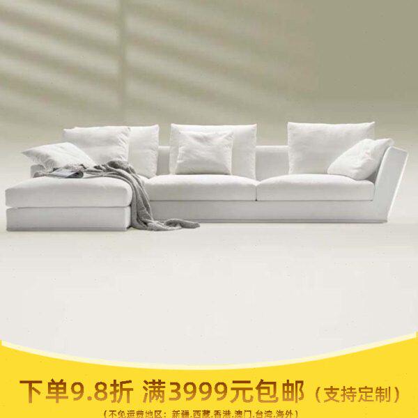 L型沙发订制 中小户型民宿酒店客厅组合转角白色布艺沙发可拆洗