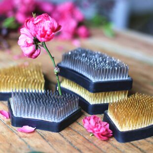 剑山插花器鲜花固定针底座扇形杏叶型小原流日式中式花艺花道花插