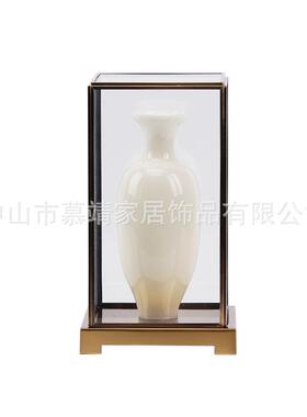新中式现代透明玻璃罩子花瓶树脂摆件客厅茶几博古架书柜家居摆件
